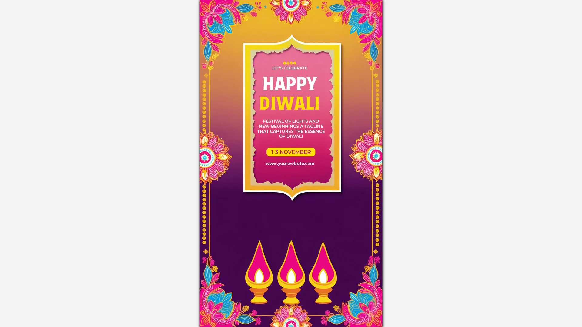 Happy Diwali Bright Floral Festive Instagram Story